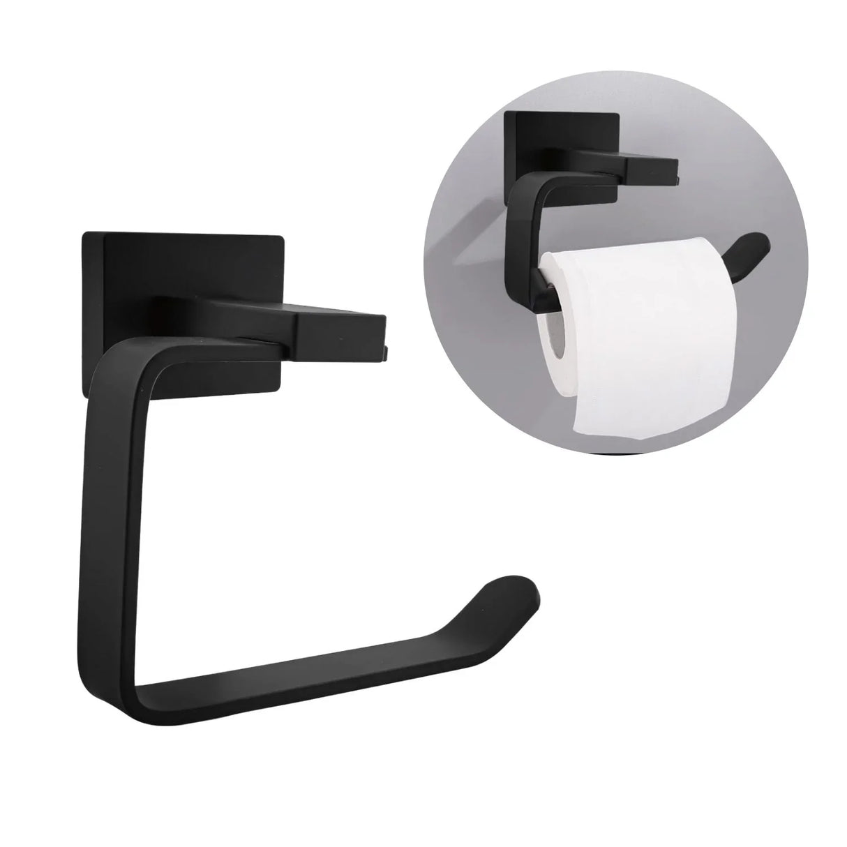 Portarrollos Sencillo Negro En Aluminio Modelo L. Perla - Con Chazos y Tornillos