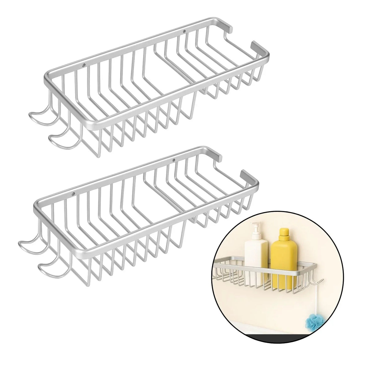 Pack x 2 Jabonera Baño Metálica Cromada Malla Rectangular 27Cm Ducha