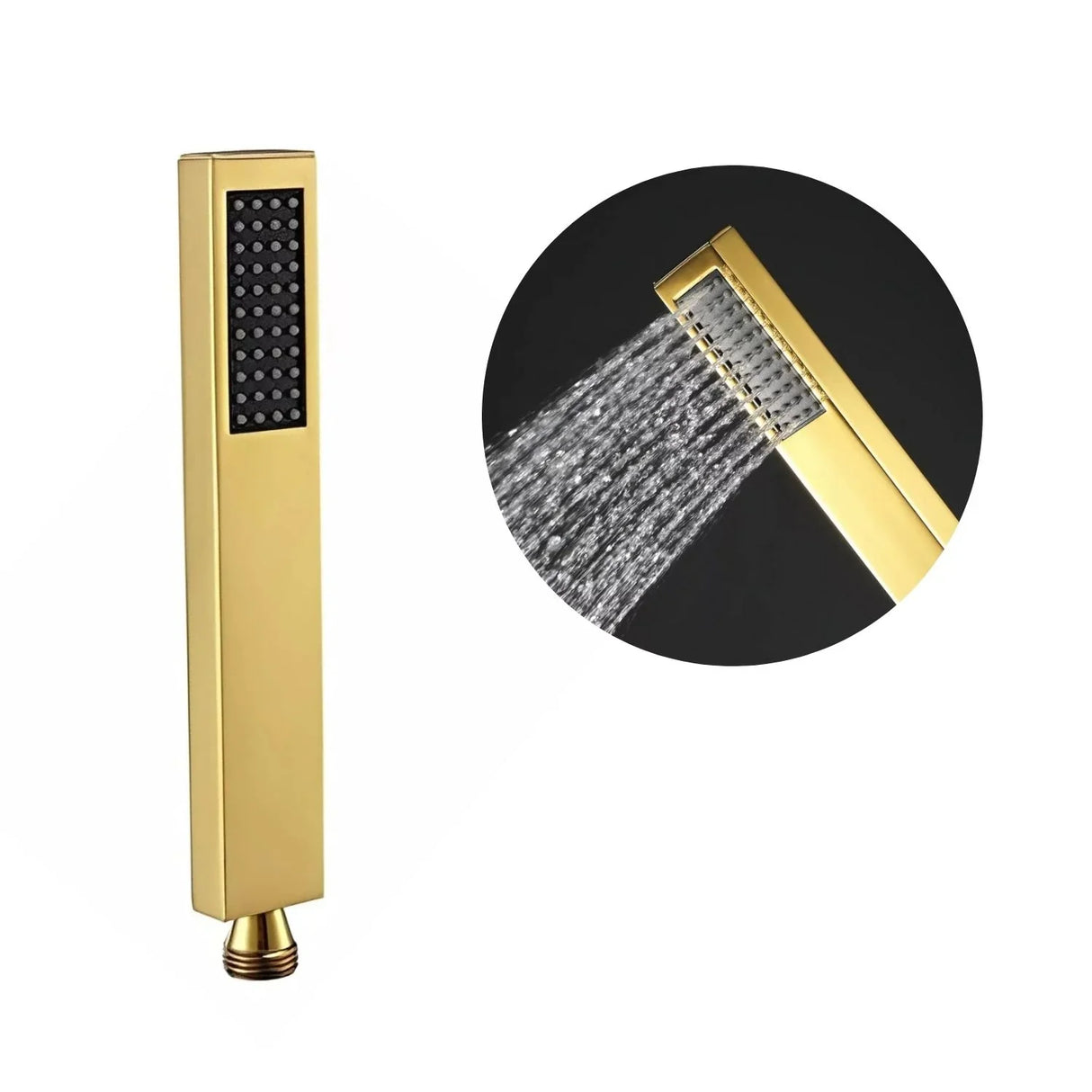 Mango Teleducha Slim Alargada Dorada en Acero Inoxidable (SUS304), Entrada de ½”, Chorro Tipo Lluvia