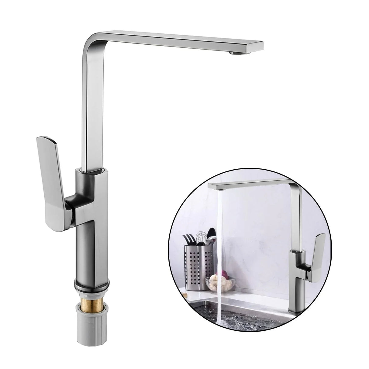 Grifería Lavaplatos Monocontrol Gunmetal Antihuellas Metalica