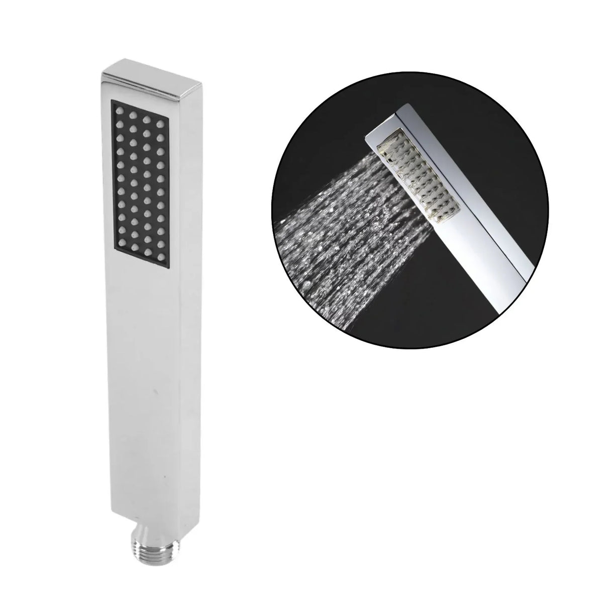 Mango Teleducha Slim Alargada Cromada en Acero Inoxidable (SUS304), Entrada de ½”, Chorro Tipo Lluvia