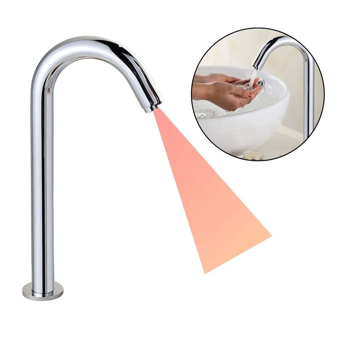 Grifería para Lavamanos Alta de Sensor - Acabado Cromado