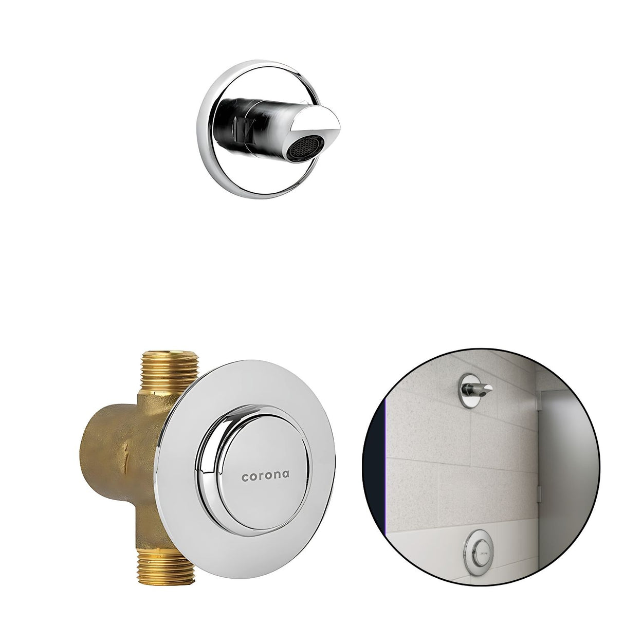 Griferia Ducha Antivandalica Cierre Automático Latón Alto Trafico Corona