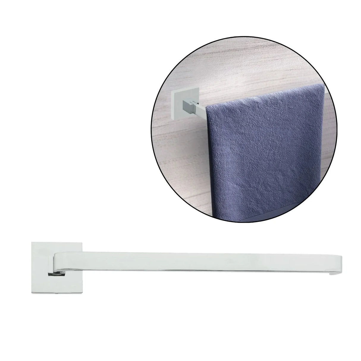 Toallero Base Cuadrada Bronce 28 cm Cromado de Alta Calidad