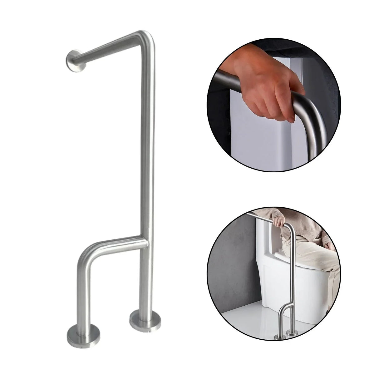 Barra Seguridad H Acero Inoxidable Mate 1 1/4" Piso/Pared