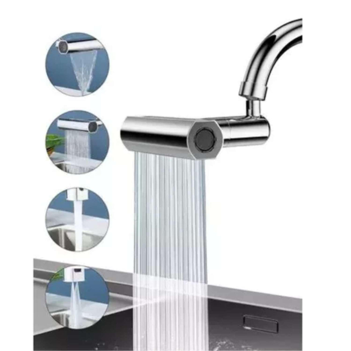 Aireador Grifo Cocina Extensor Universal 3 En 1 Acero Inoxidable