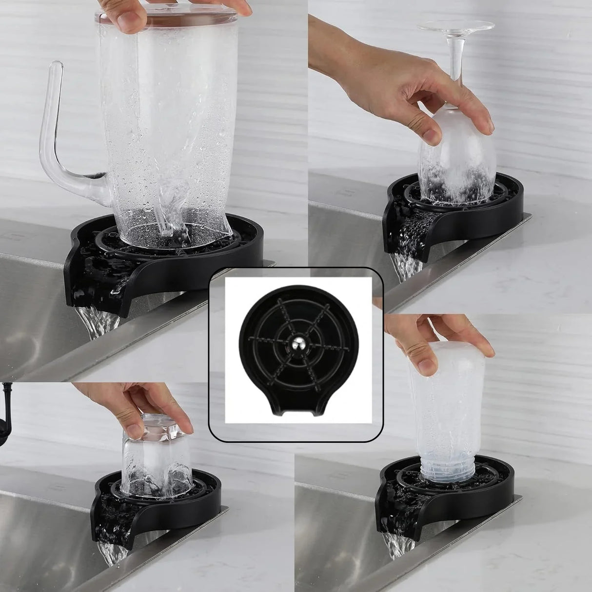 Grifo Lava Vasos Enjuague de Vasos - Negro - Acero SUS304 Alta Calidad