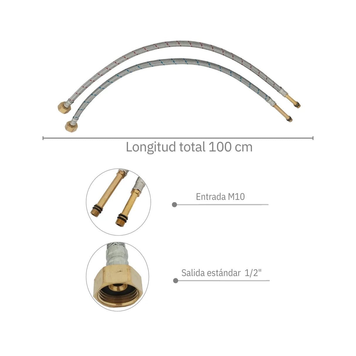 Pareja Acople Flexo Metálico Monocontrol 100cm