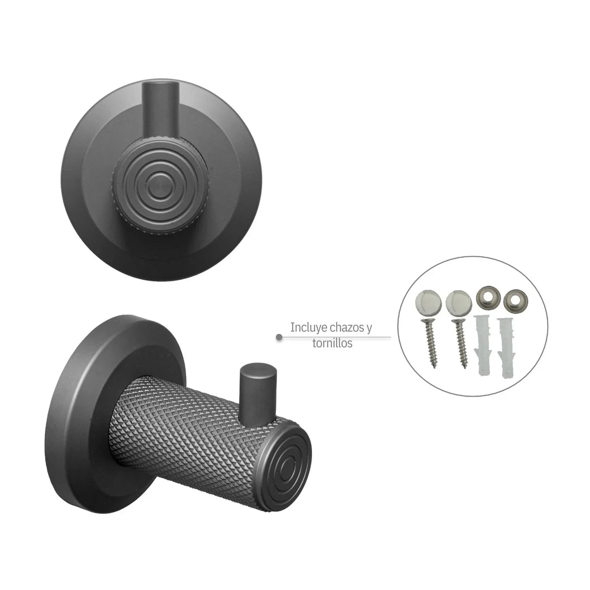 Perchero Sencillo Labrado Zafiro Gun Gris - Aluminio de Alta Calidad