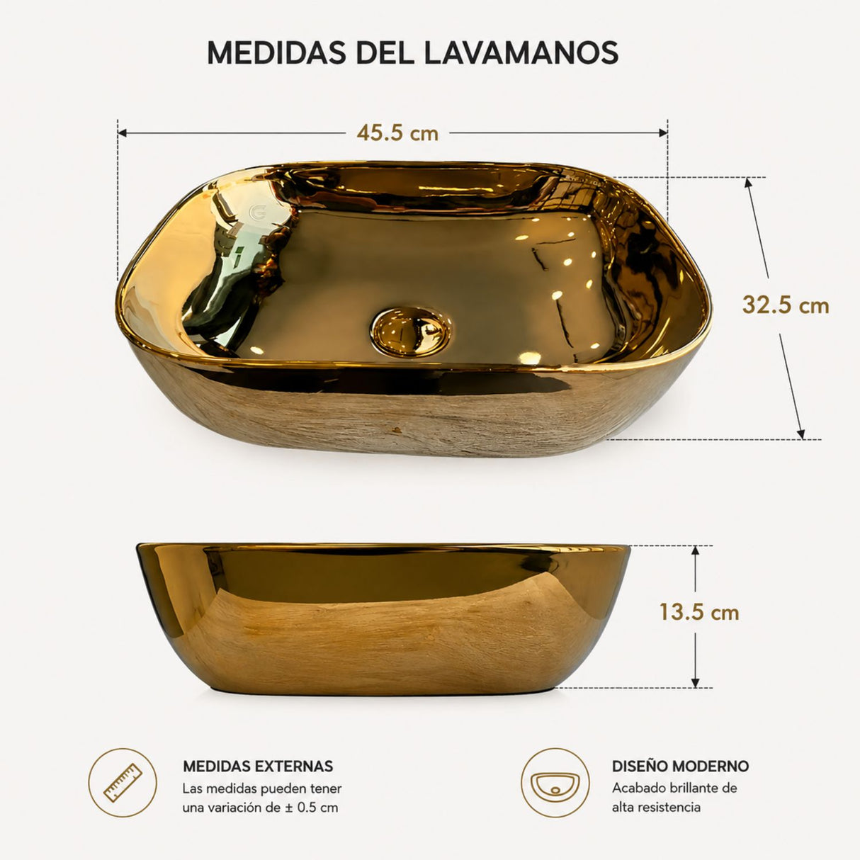 Lavamanos Rectangular Doha 45,5 x 32,5 x 13,5 cm