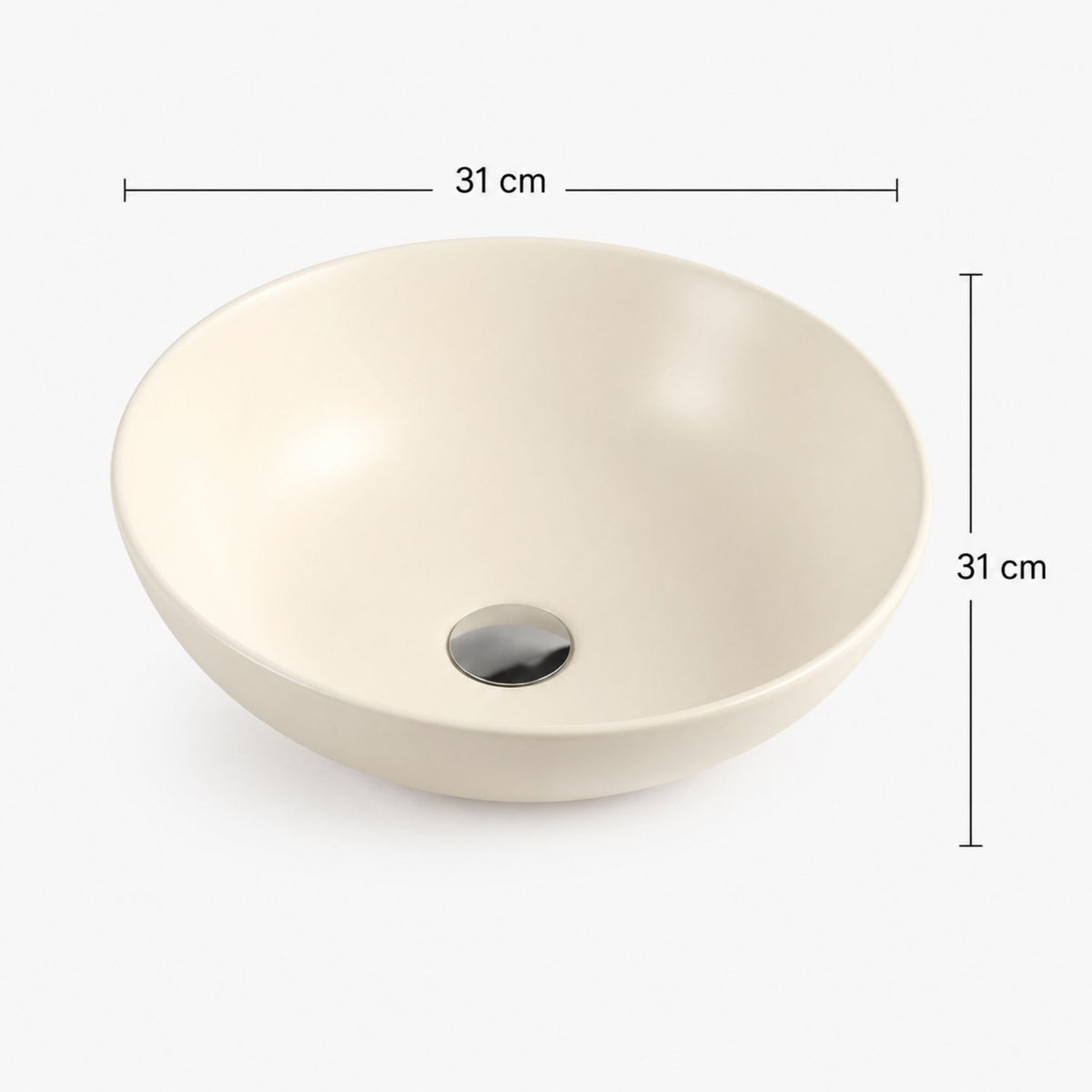 Lavamanos de Sobreponer Redondo en Porcelana Beige 31 × 31 cm