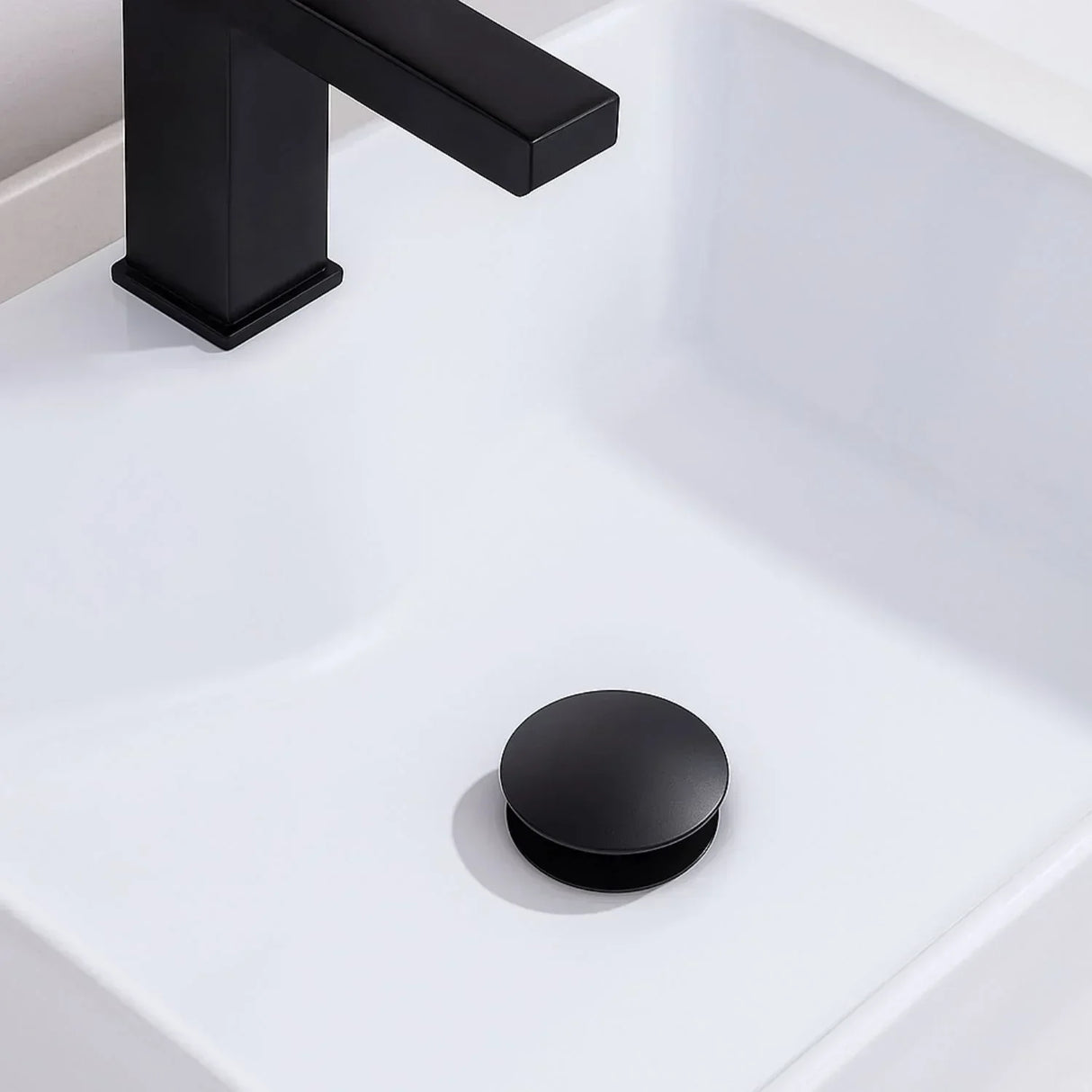 Desague Push Lavamanos Negro Metálico Lujo Universal Diseño Moderno