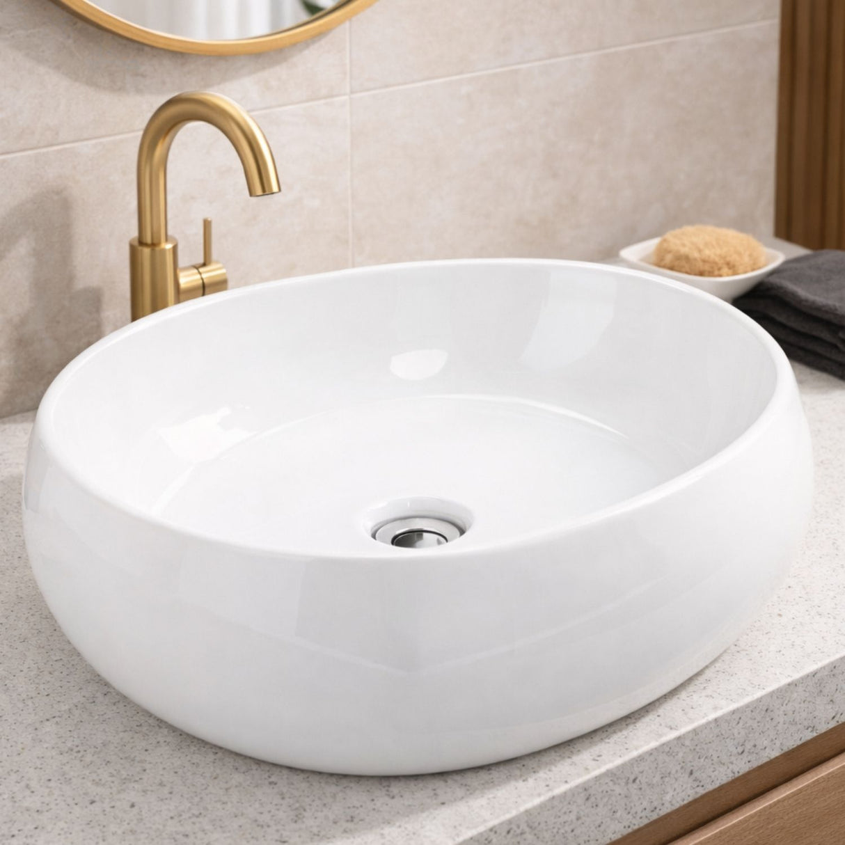 Lavamanos Fiorentino Blanco Sobreponer en Porcelana 40 x 37 x 15.5 cm