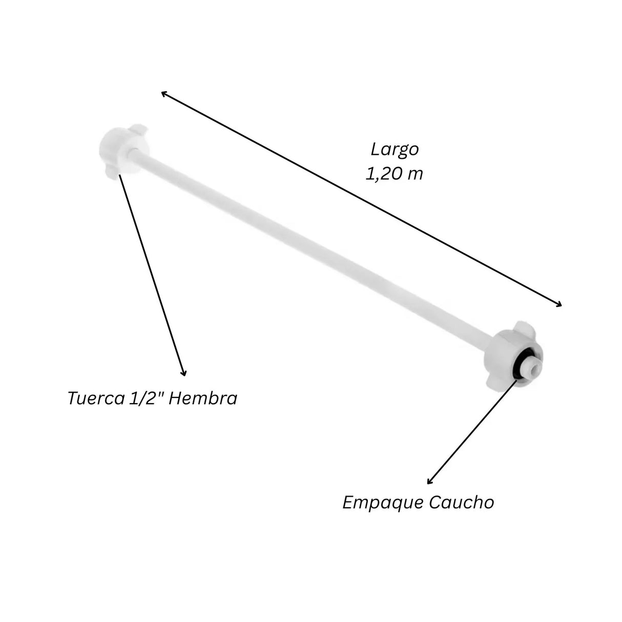 Manguera Lavamanos Acoflex® PE 1/2 x 1/2″ Blanco 1,20 Mt