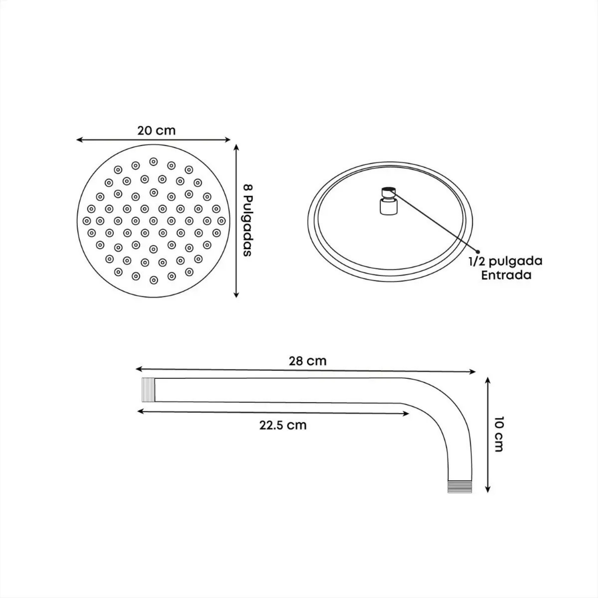 Ducha Mezcladora Bonn Cromada con Regadera 20 cm y Brazo 28 cm