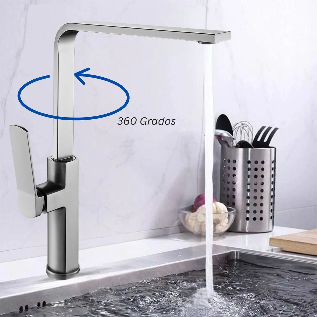 Grifería Lavaplatos Monocontrol Gunmetal Antihuellas Metalica