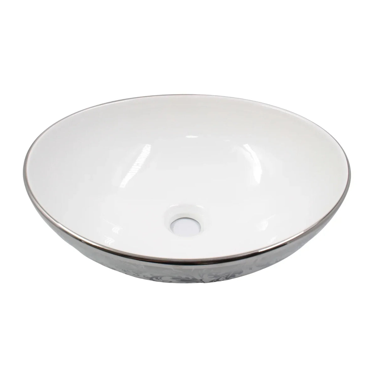 Lavamanos Tipo Canoa Blanco/Dorado Egipcio Sobre Poner Vessel Ovalado