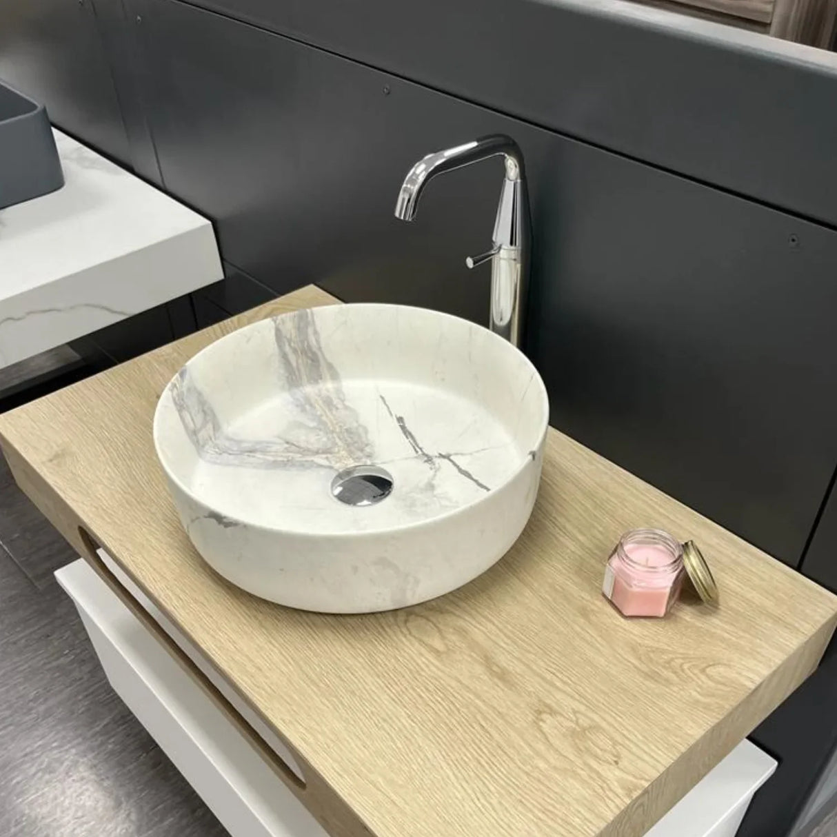 Lavamanos Sobre Poner Garda Blanco – Diseño Mármol Elegante y Moderno