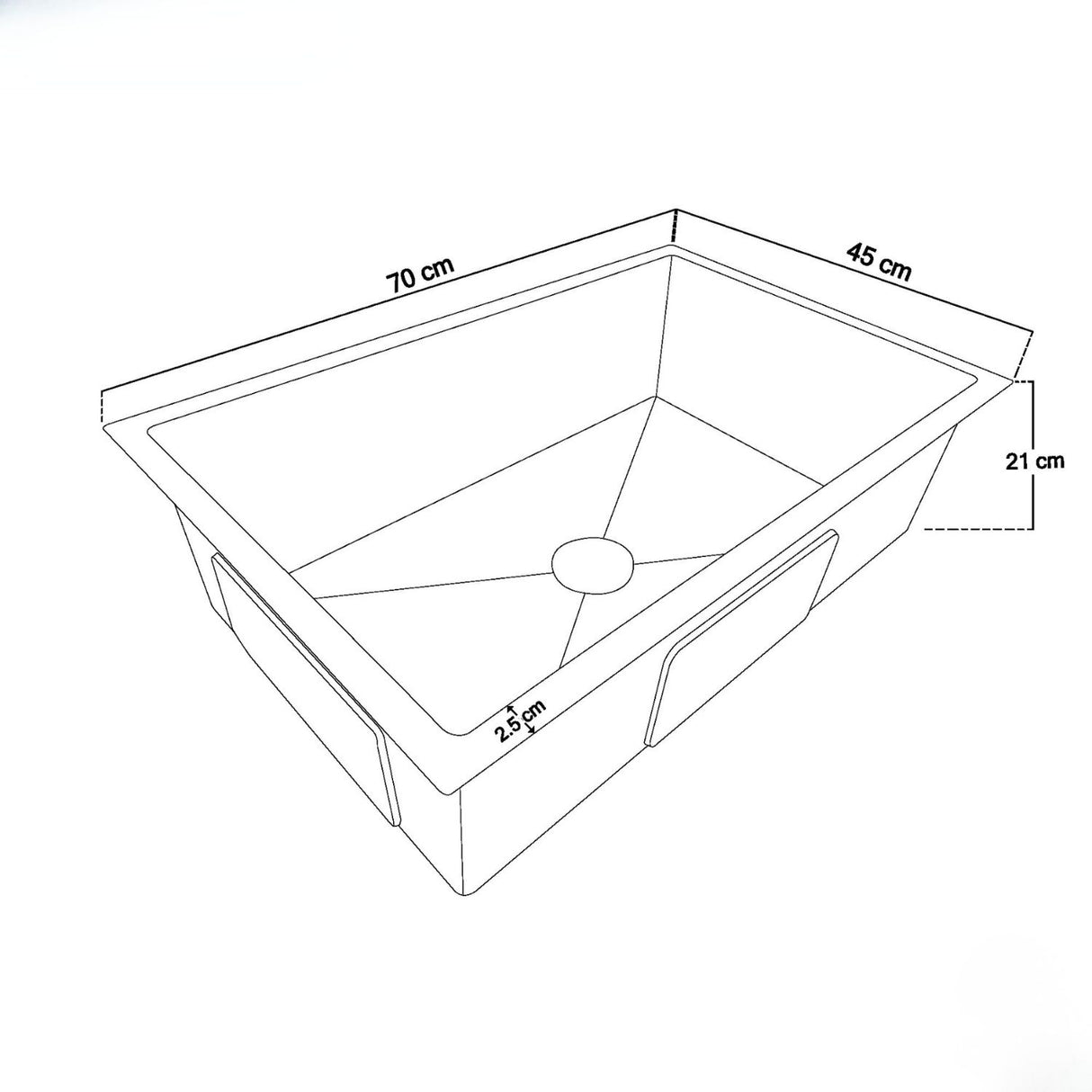 Lavaplatos Sencillo en Acero Inoxidable 304 de 70 × 45 × 21 cm