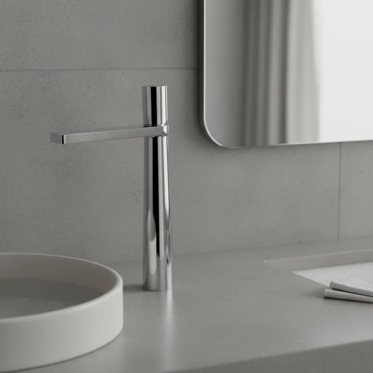 Lavamanos Monocontrol Alto Dritto Gris Concreto Diseño Moderno