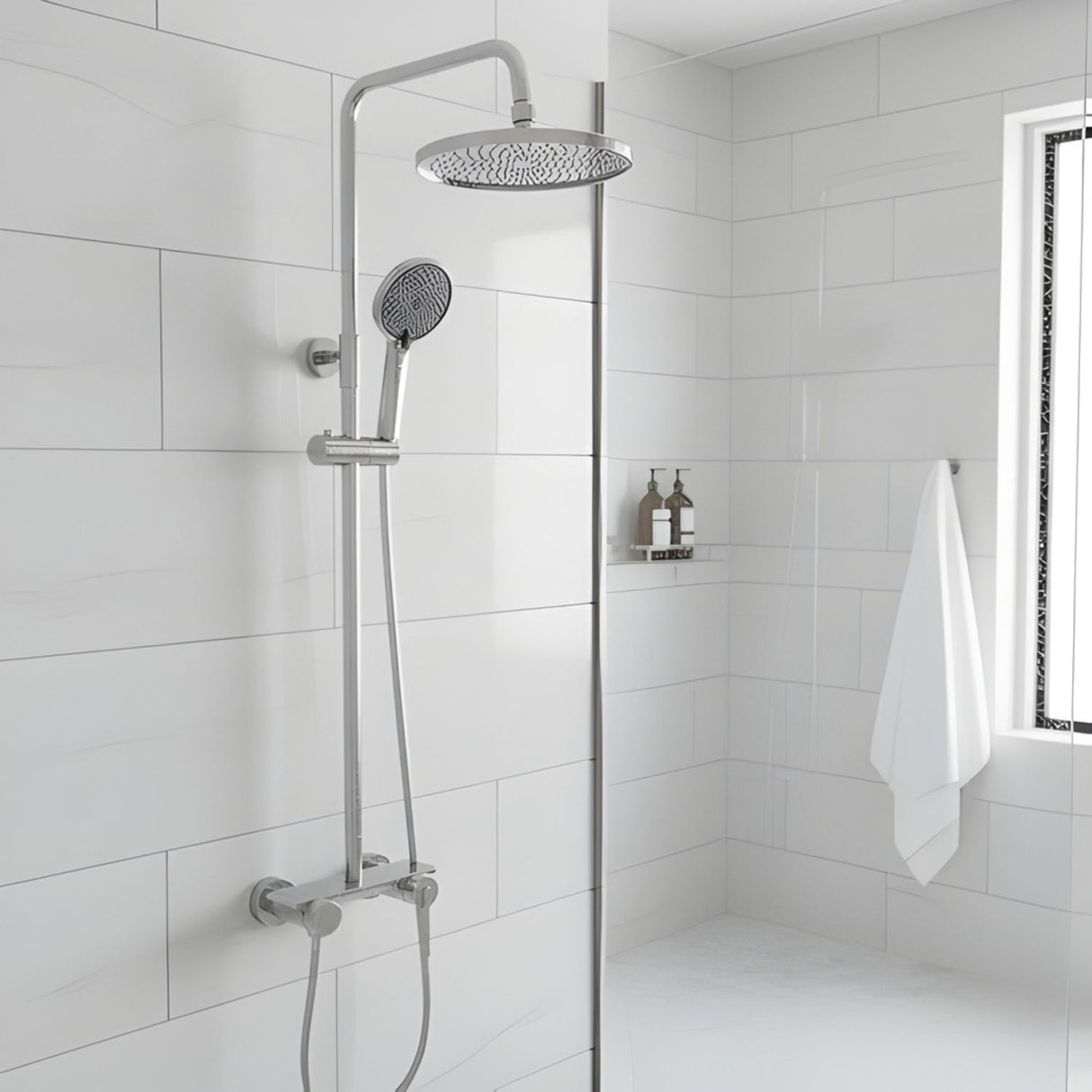 Columna De Ducha Con Mezclador Lusso Níquel Texturizado