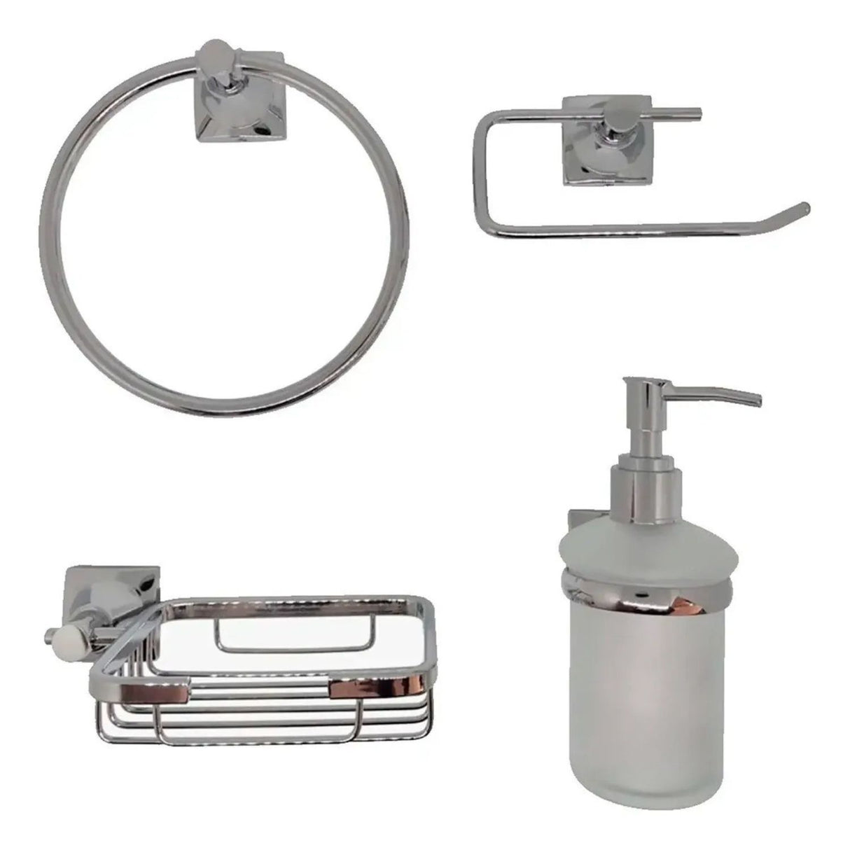 Set de Accesorios para Baño Cromado x4 Piezas
