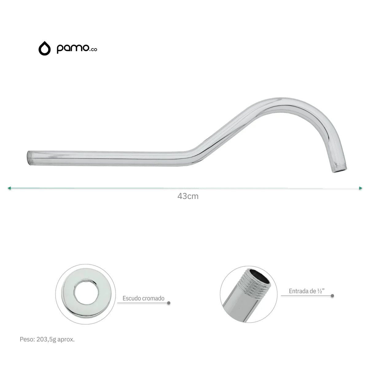 Tubo Regadera Ondulado Metálico Cromo