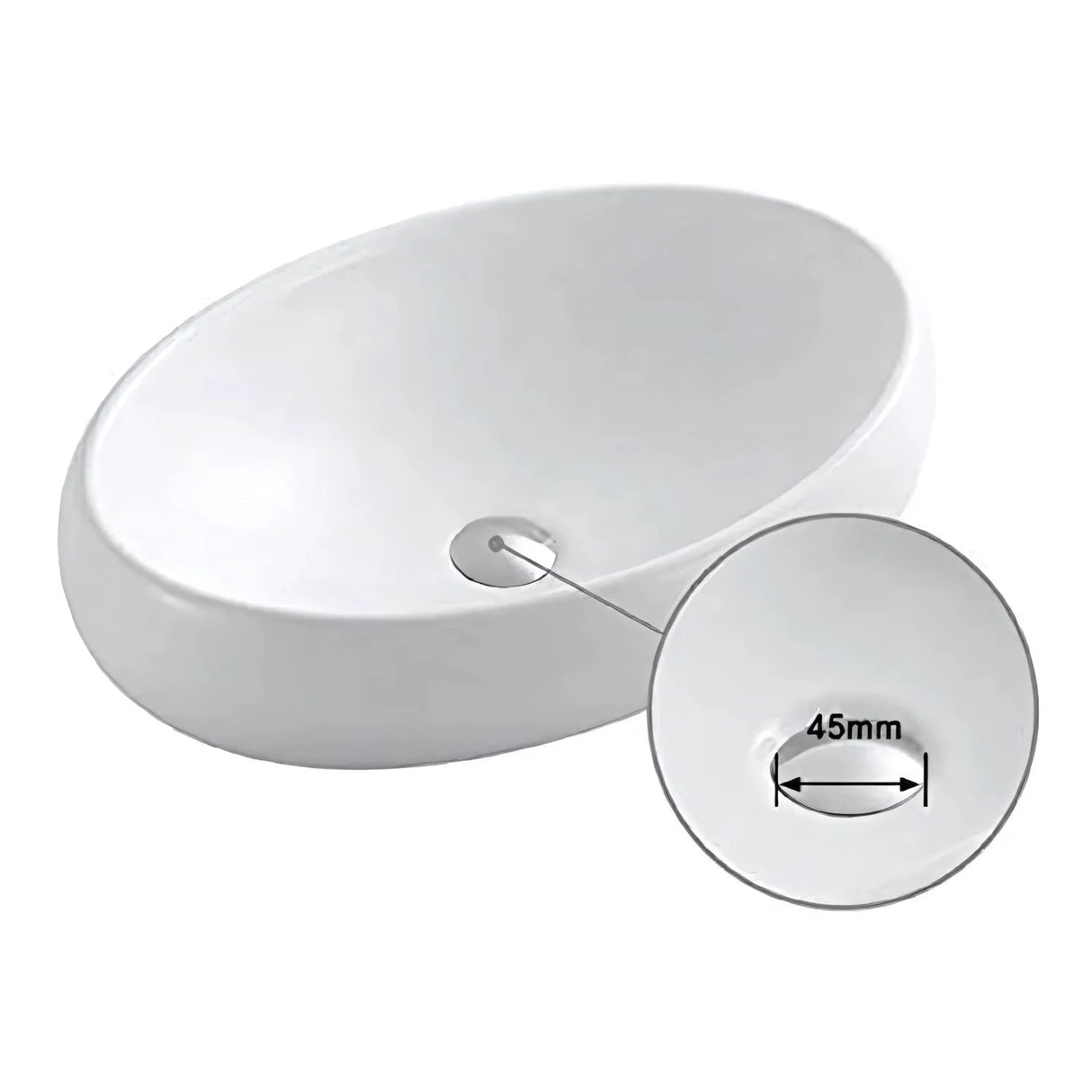 Lavamanos Sobreponer Ovalado Blanco Deluxe 42 cm (largo) x 30 cm (ancho) x 15.5 cm (alto)
