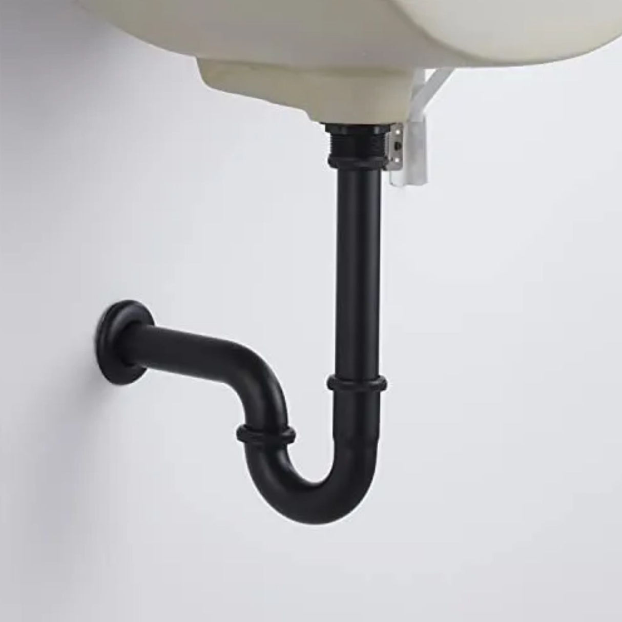 Kit Lavamanos Sifon Desague Push Negro Mate Metálico Moderno