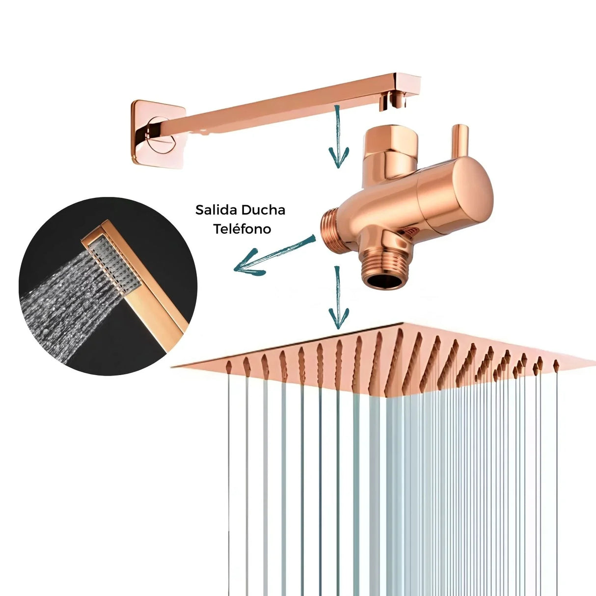 Desviador Derivador para Ducha Teléfono - Oro Rosa Metálico