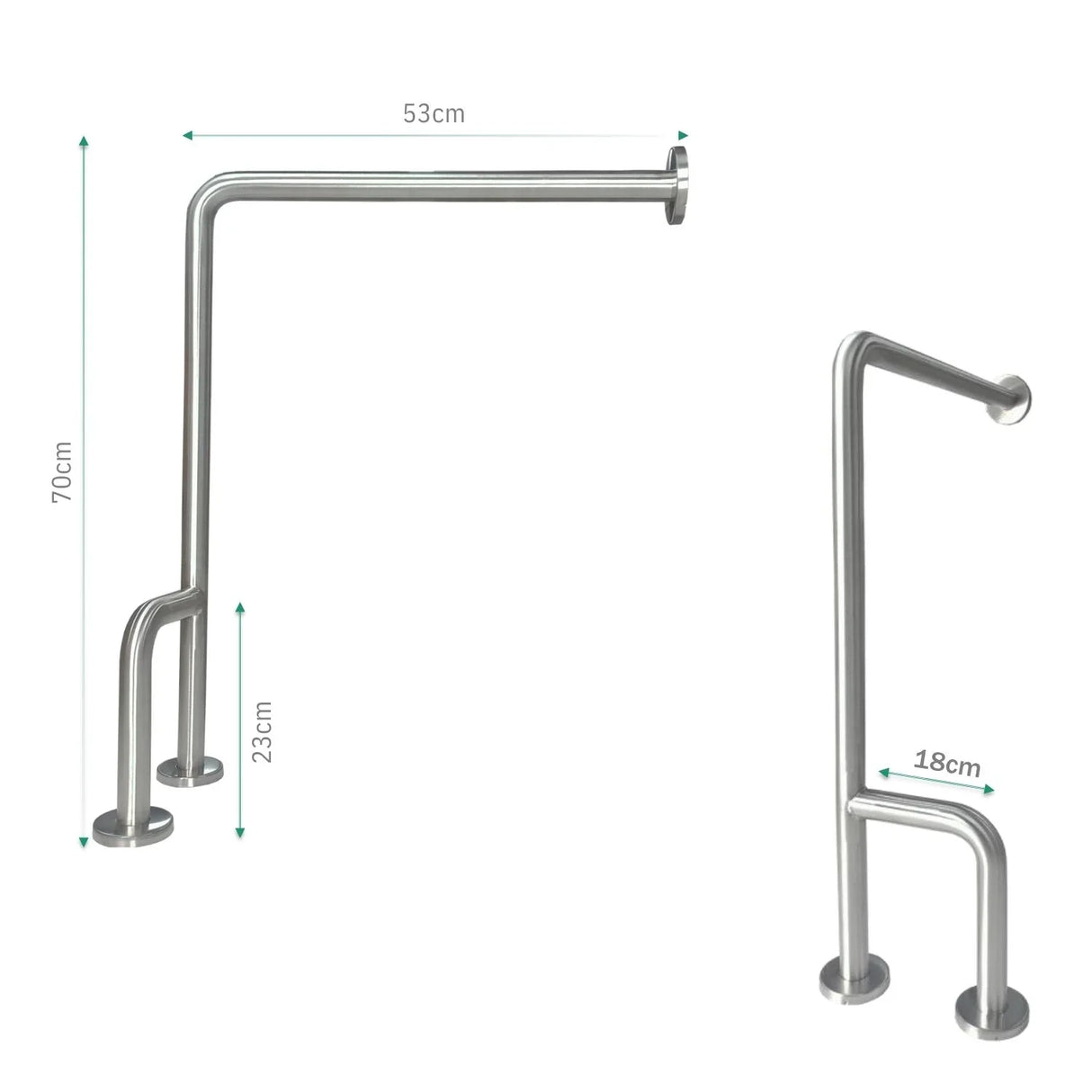 Barra Seguridad H Acero Inoxidable Mate 1 1/4" Piso/Pared