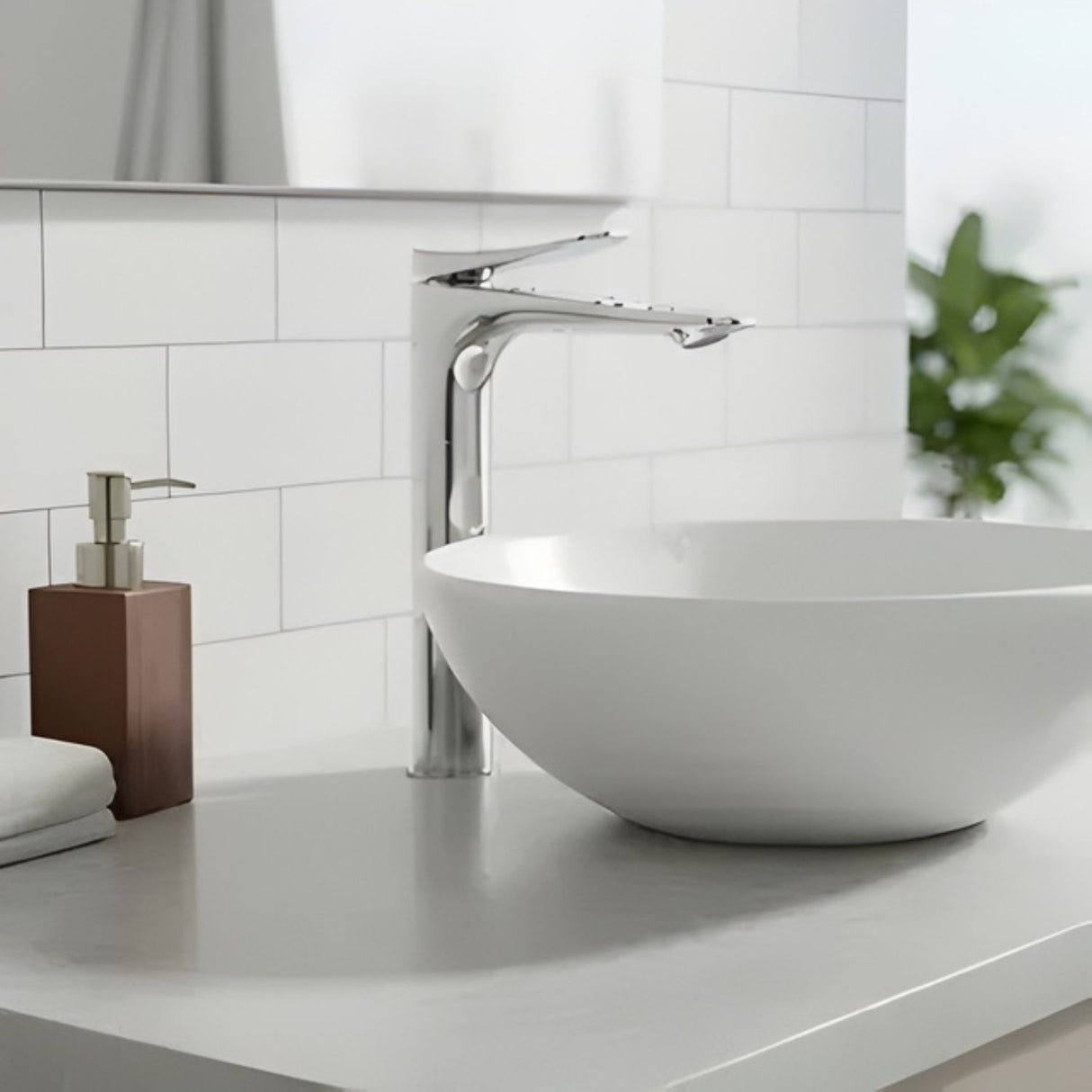 Lavamanos Monocontrol Alto Volare Níquel Texturizado Diseño Moderno