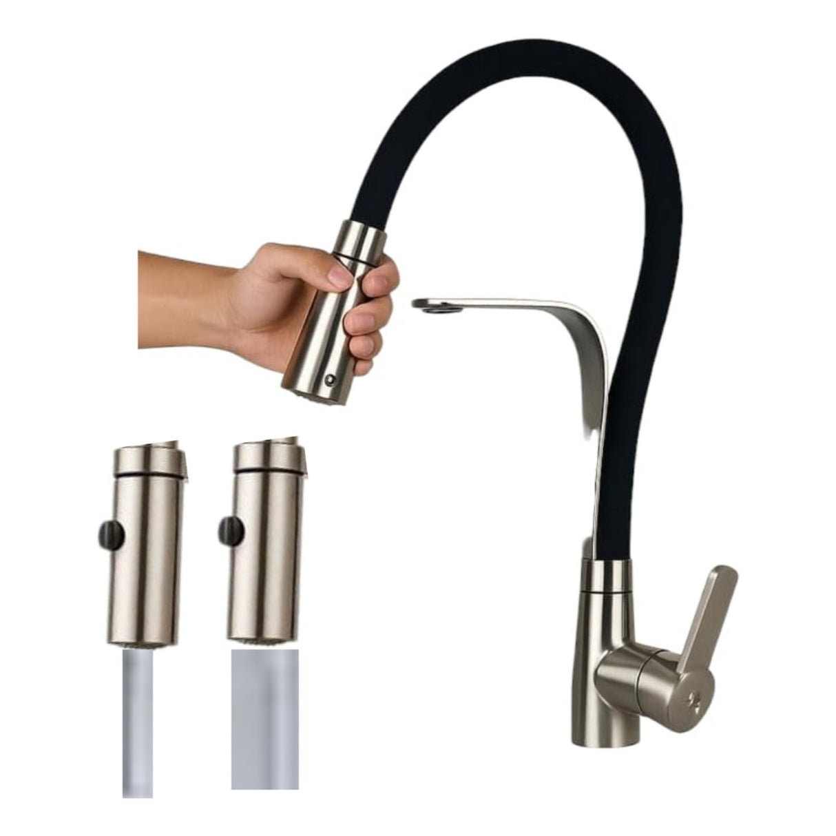 Mezclador Para Lavaplatos Flexible En Acero Dos Chorros