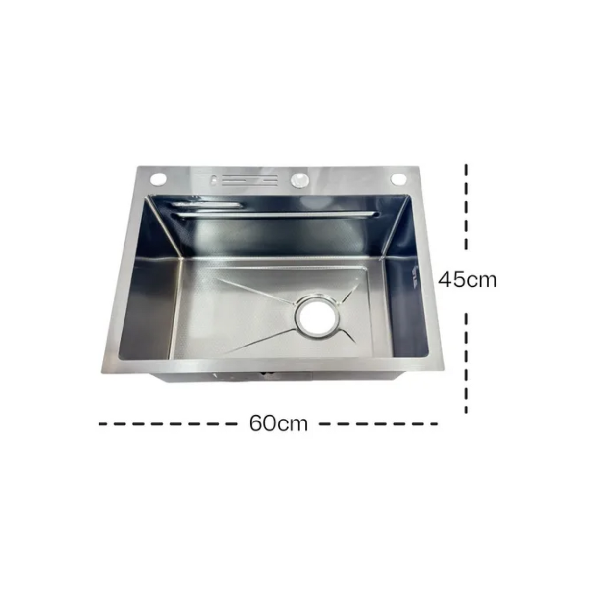 Lavaplatos Negro Mate 60X45 Acero Inoxidable Con Griferia Extraible