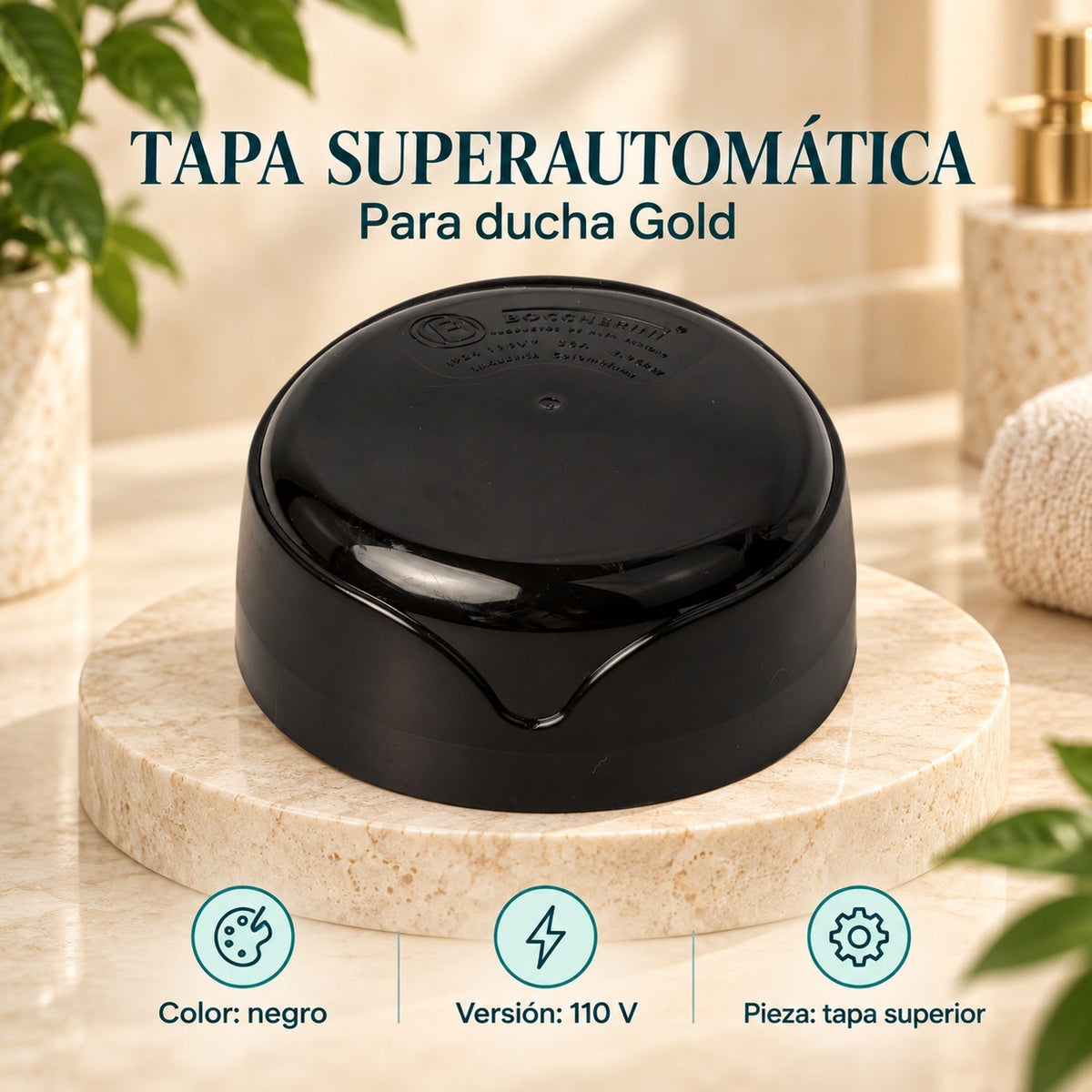Tapa Negra Superautomática para Ducha Gold 110 V: características
