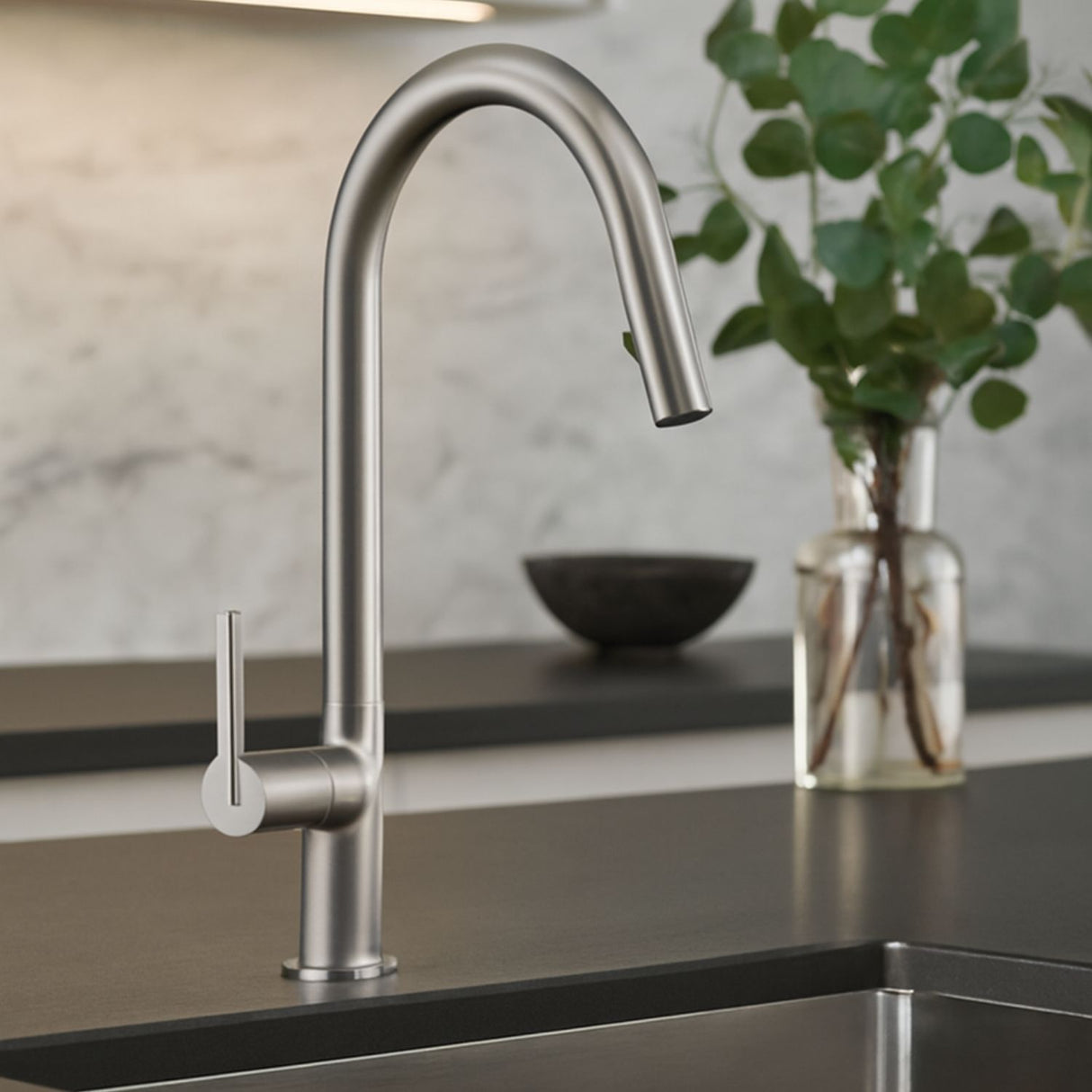 Llave Lavaplatos Monocontrol Sottile Gris Concreto Extraible