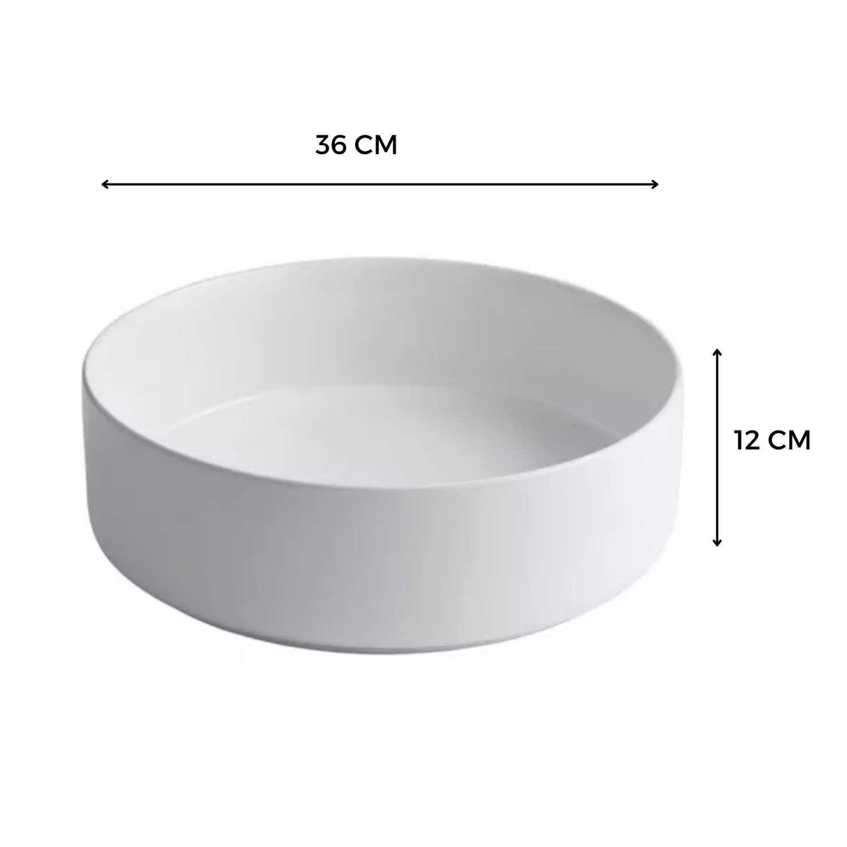 Lavamanos Circular Sobreponer Cerámica Blanca 36X12 Cm