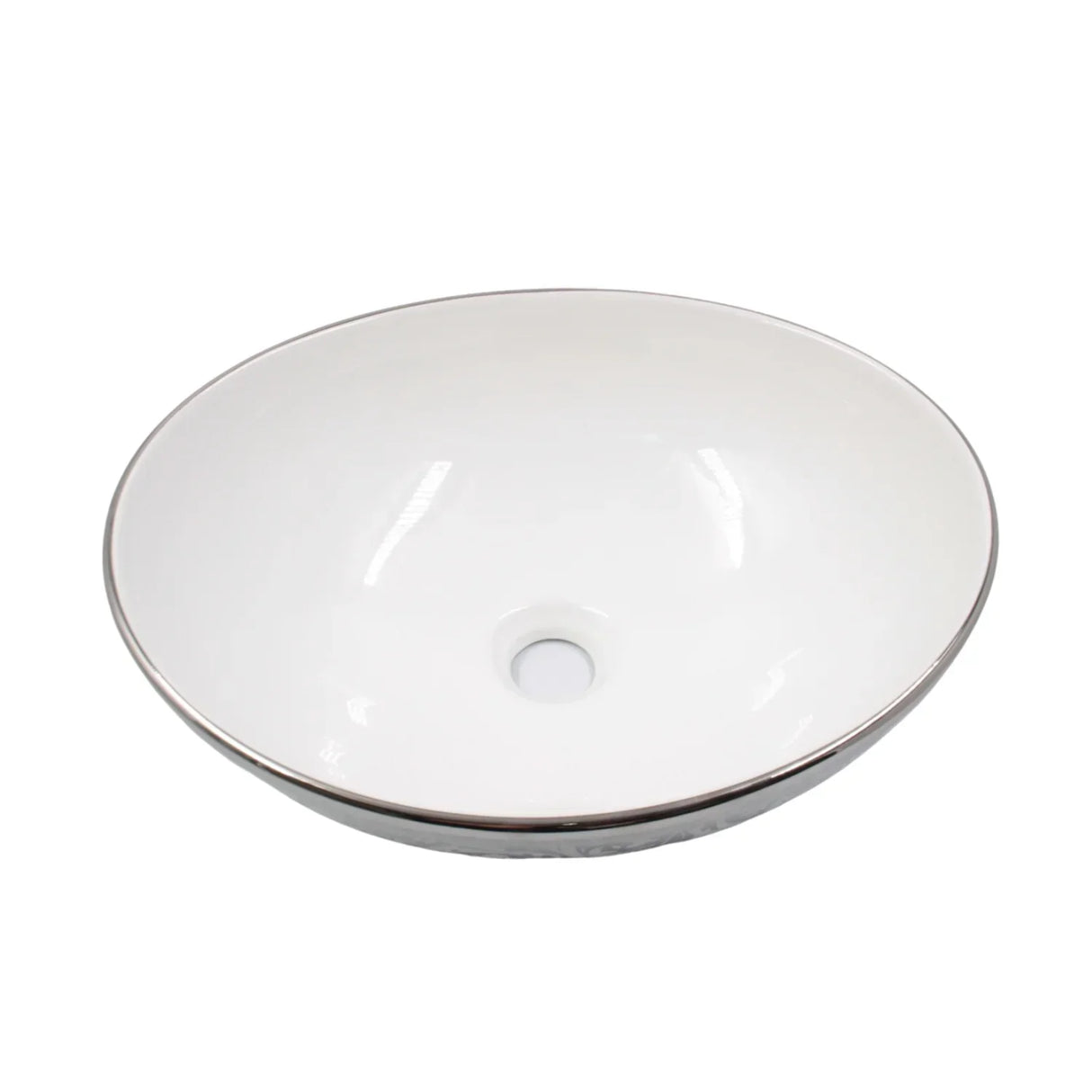 Lavamanos Tipo Canoa Blanco/Dorado Egipcio Sobre Poner Vessel Ovalado