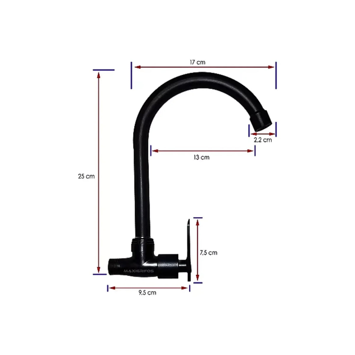 Grifería De Pared Para Lavaplatos Negra Agua Fría