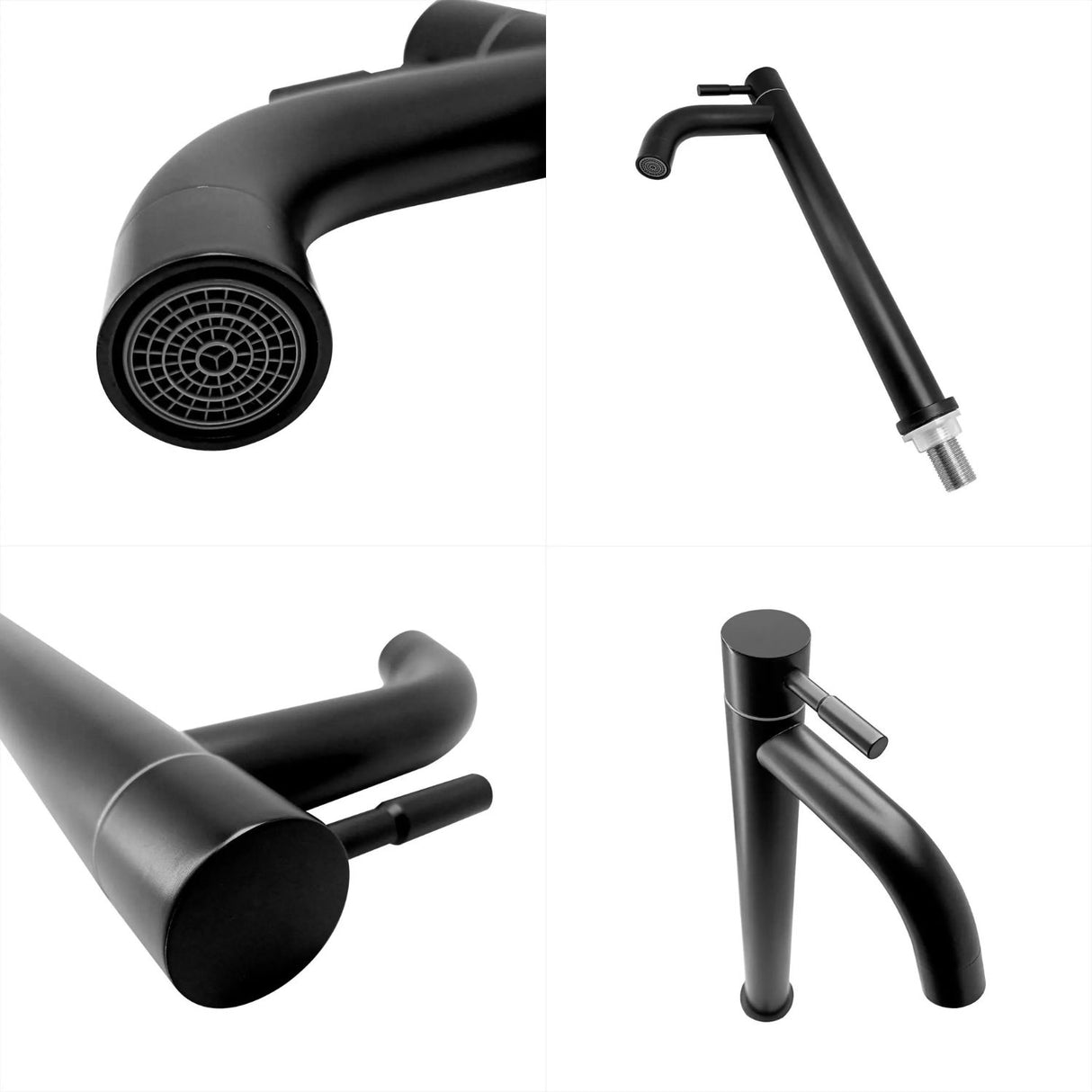 Llave Lavamanos Alta Negra 30 cm Tipo Bowl Monocontrol | Grifería Moderna de Mesa en Latón