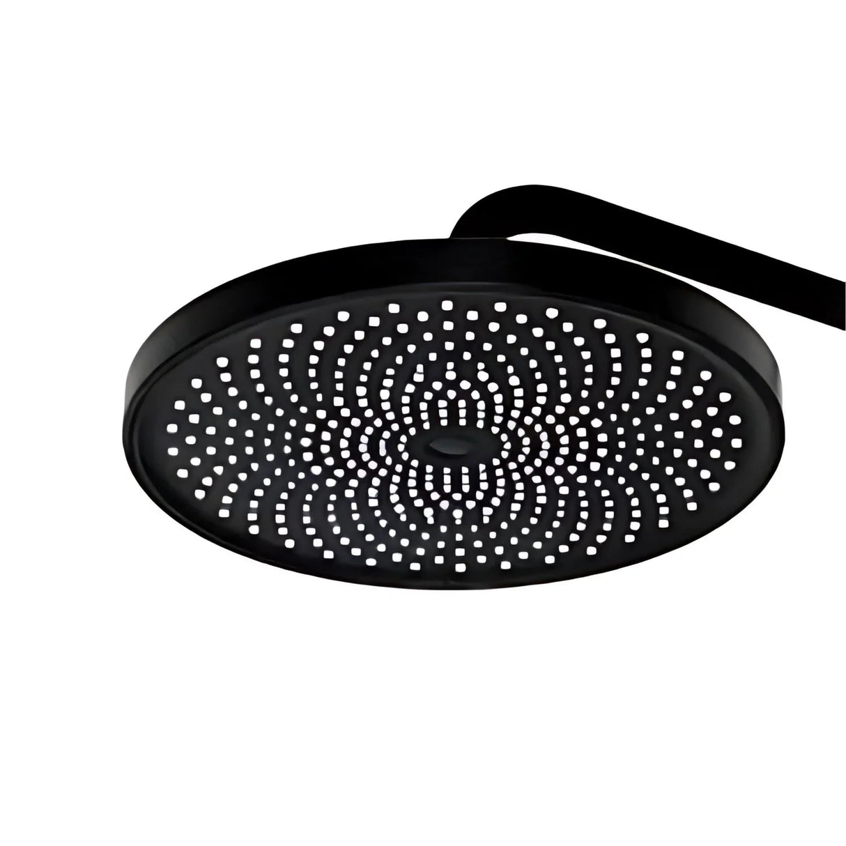 Regadera de Lujo de 20 cm con Tubo y Escudo – Negro Mate, Alta Presión