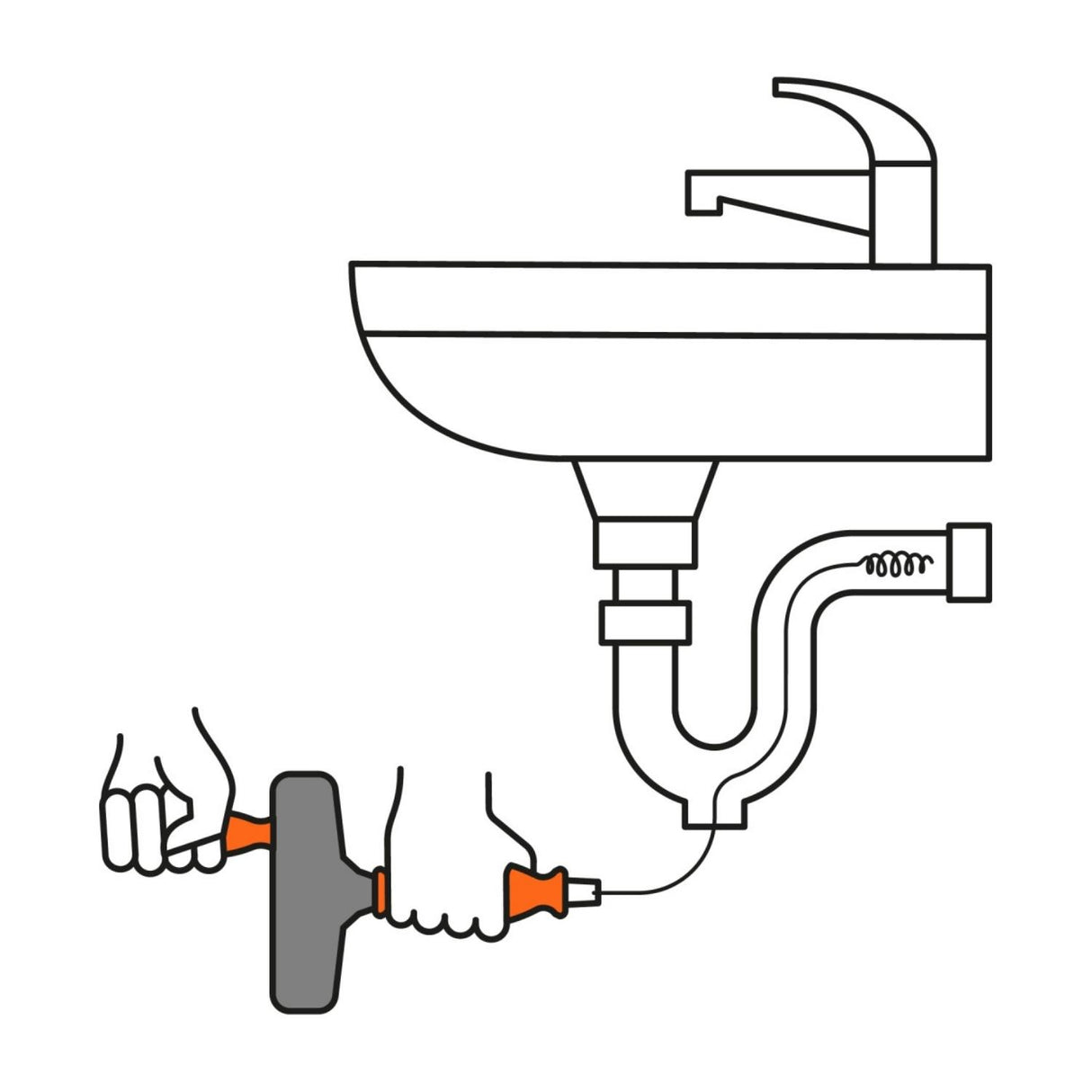 Sonda Destapacaños Manual 7.6m Acero Carbono Punta Espiral