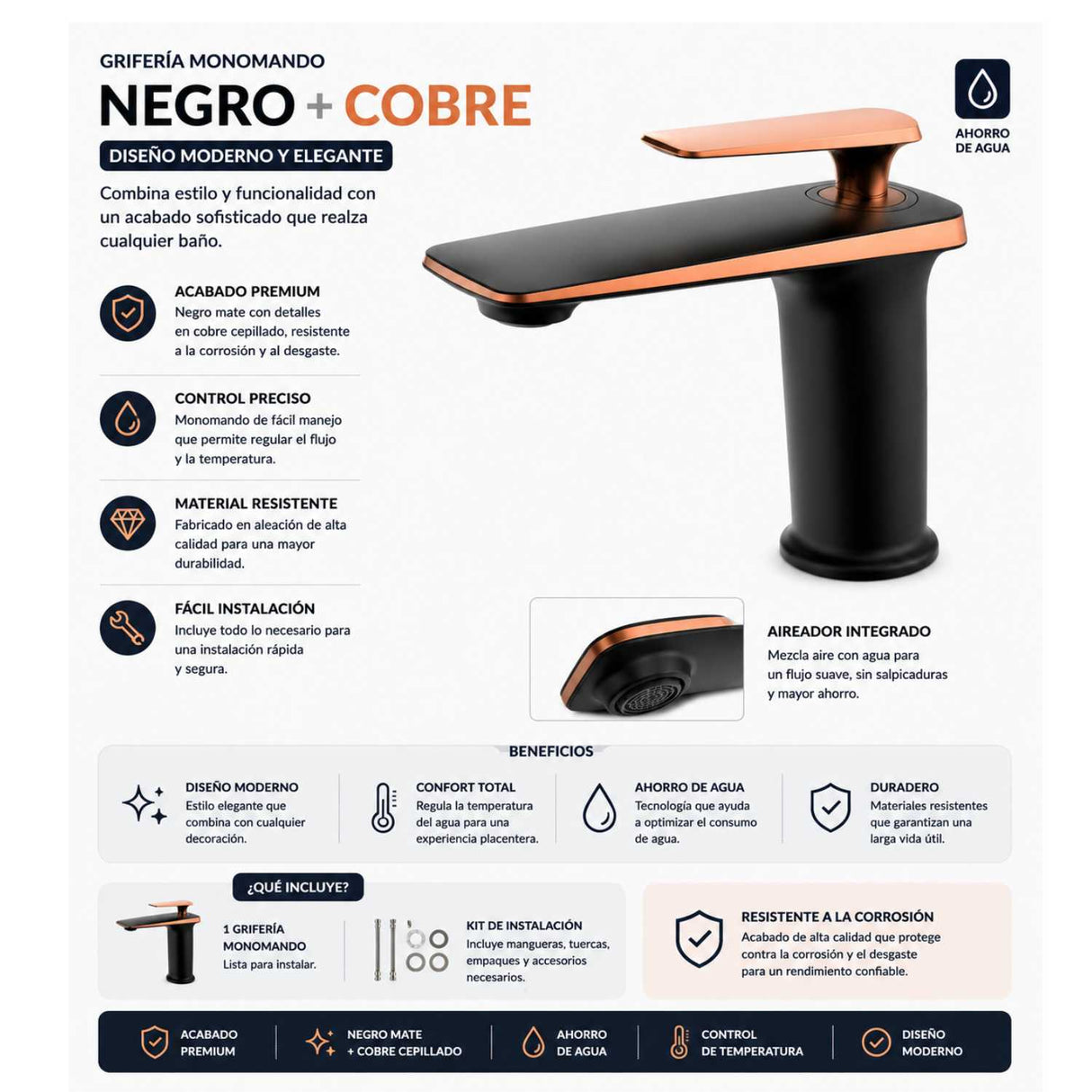 Monocontrol Lavamanos Bajo Negro Rosa Vintage 18 cm para Baño