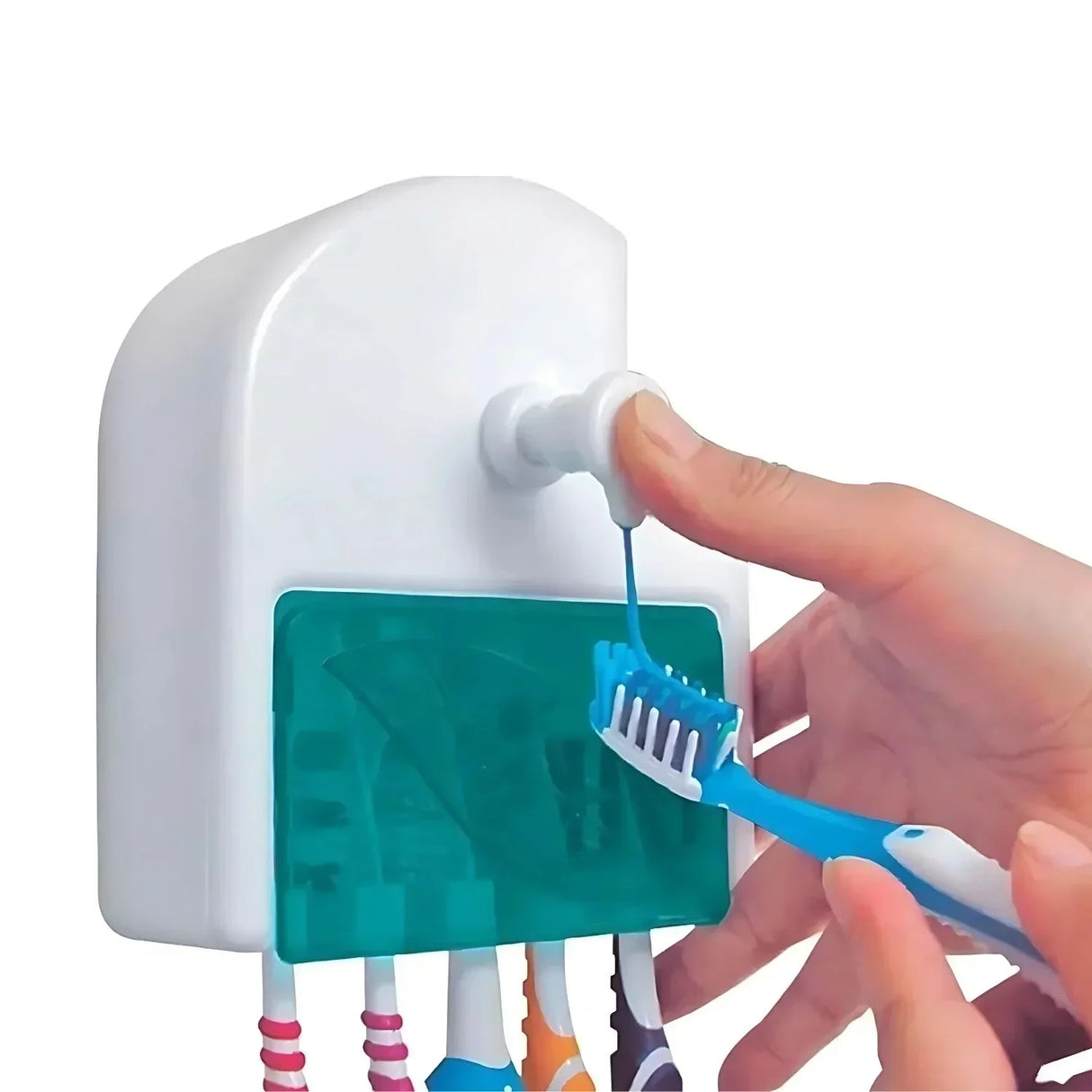 Organizador Cepillos 5 Puestos Dispensador Crema Dental Antigoteo