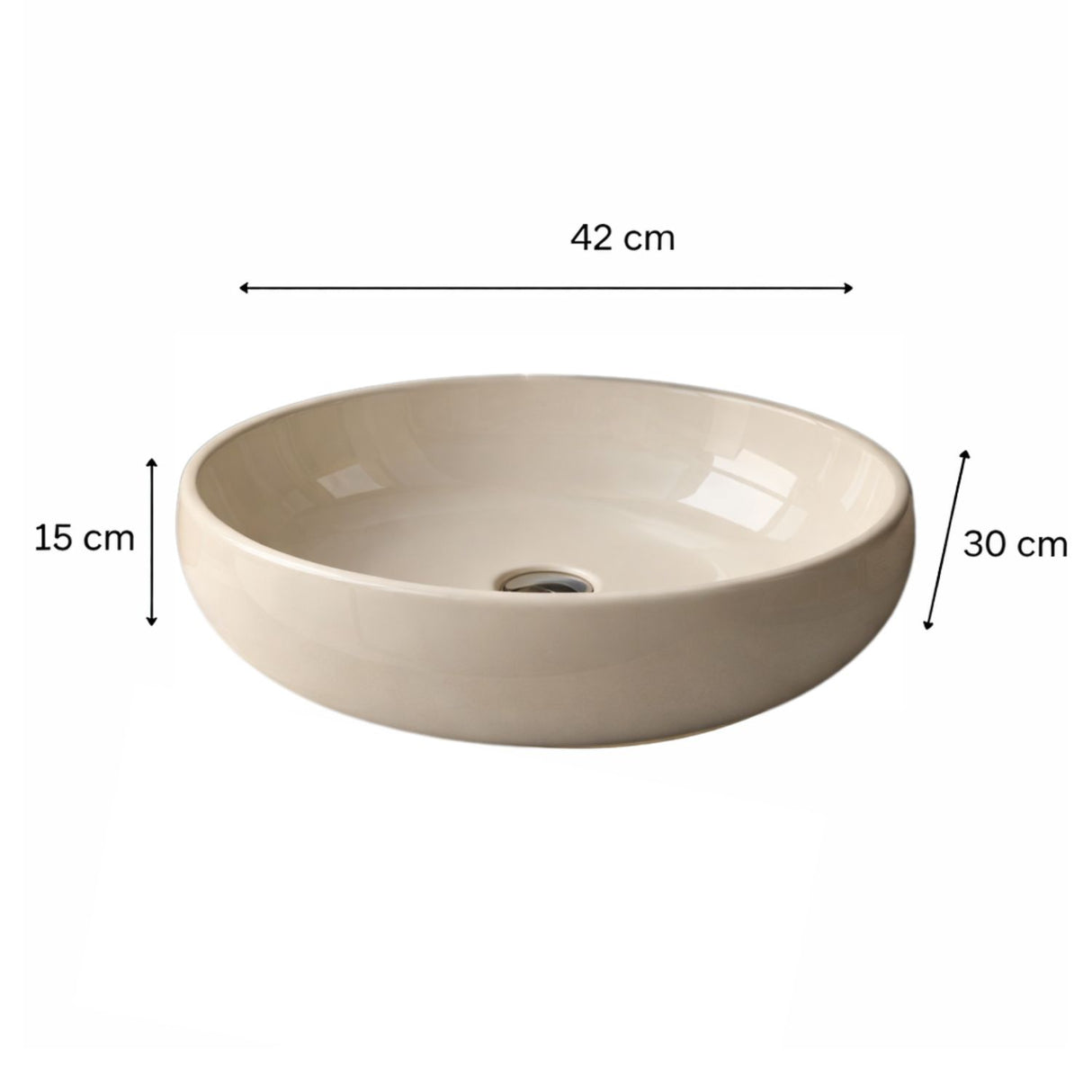 Lavamanos Sobreponer Ovalado Beige en Porcelana 42 x 30 x 15.5 cm