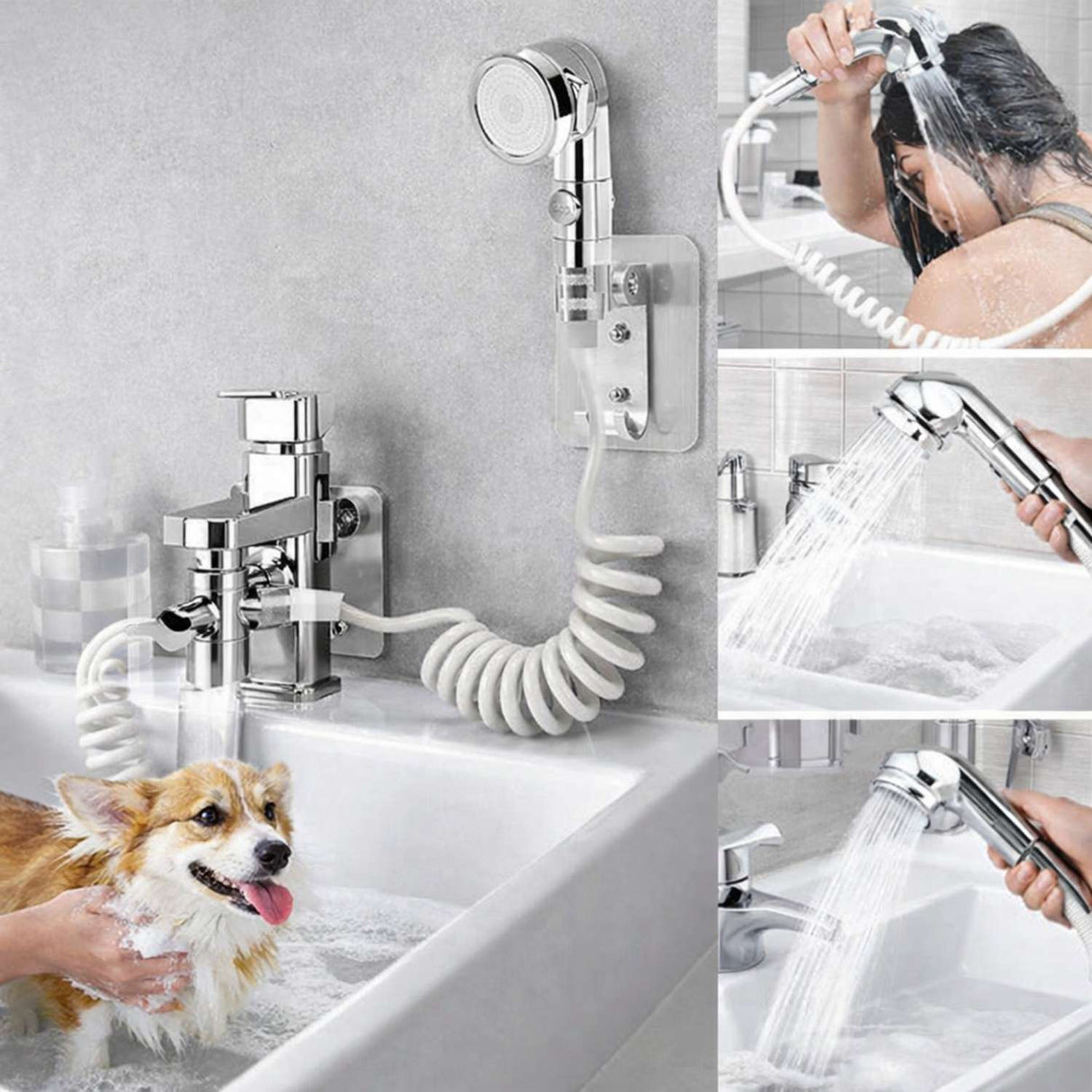 Extensor de Grifo con Ducha de Mano Flexible Alta Presión para Lavamanos