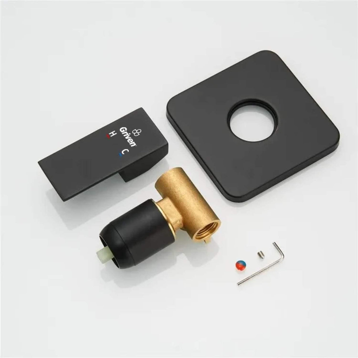 Grifería Monomando Ducha Negro Mate Línea Cuadrato