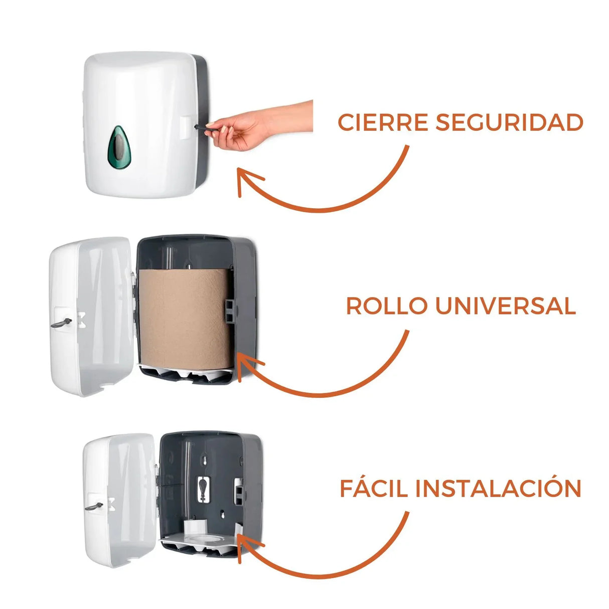 Dispensador de Toallas de papel en ABS Center Pull