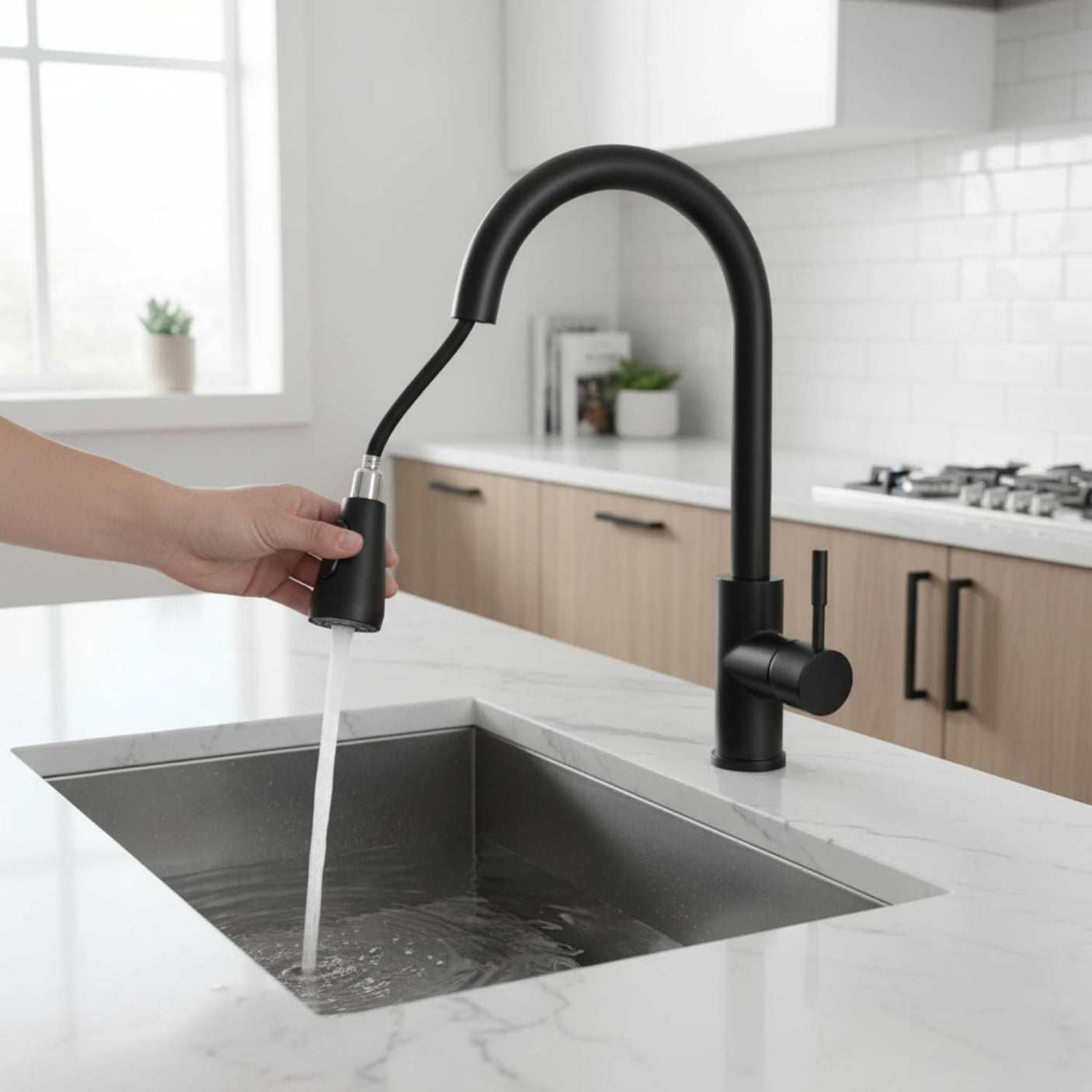 Grifería Lavaplatos Extraíble De Lujo Monocontrol Giratoria 360° Para Cocina Grifo Flexible Premium