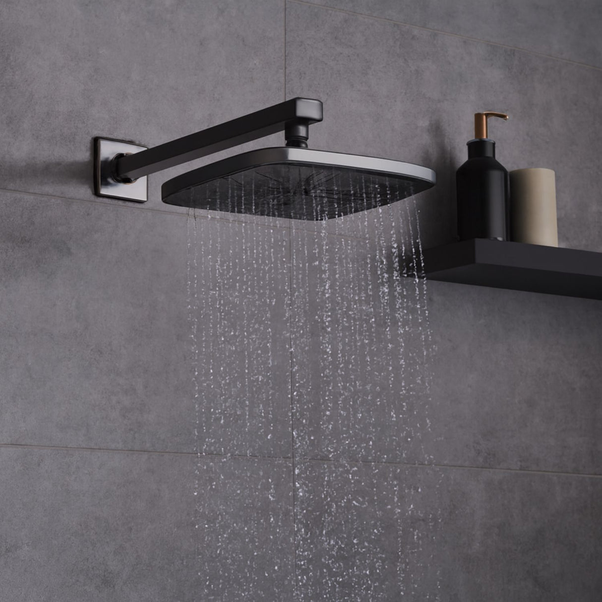 Regadera Rectangular 10 Gris Concreto Acero Inoxidable Ducha